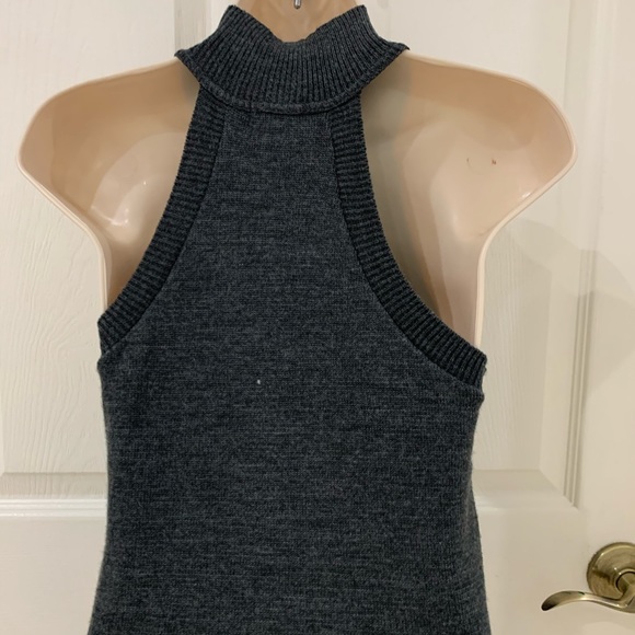 Dark Grey Sleeveless Turtle Neck Sweater Dress - Picture 7 of 7